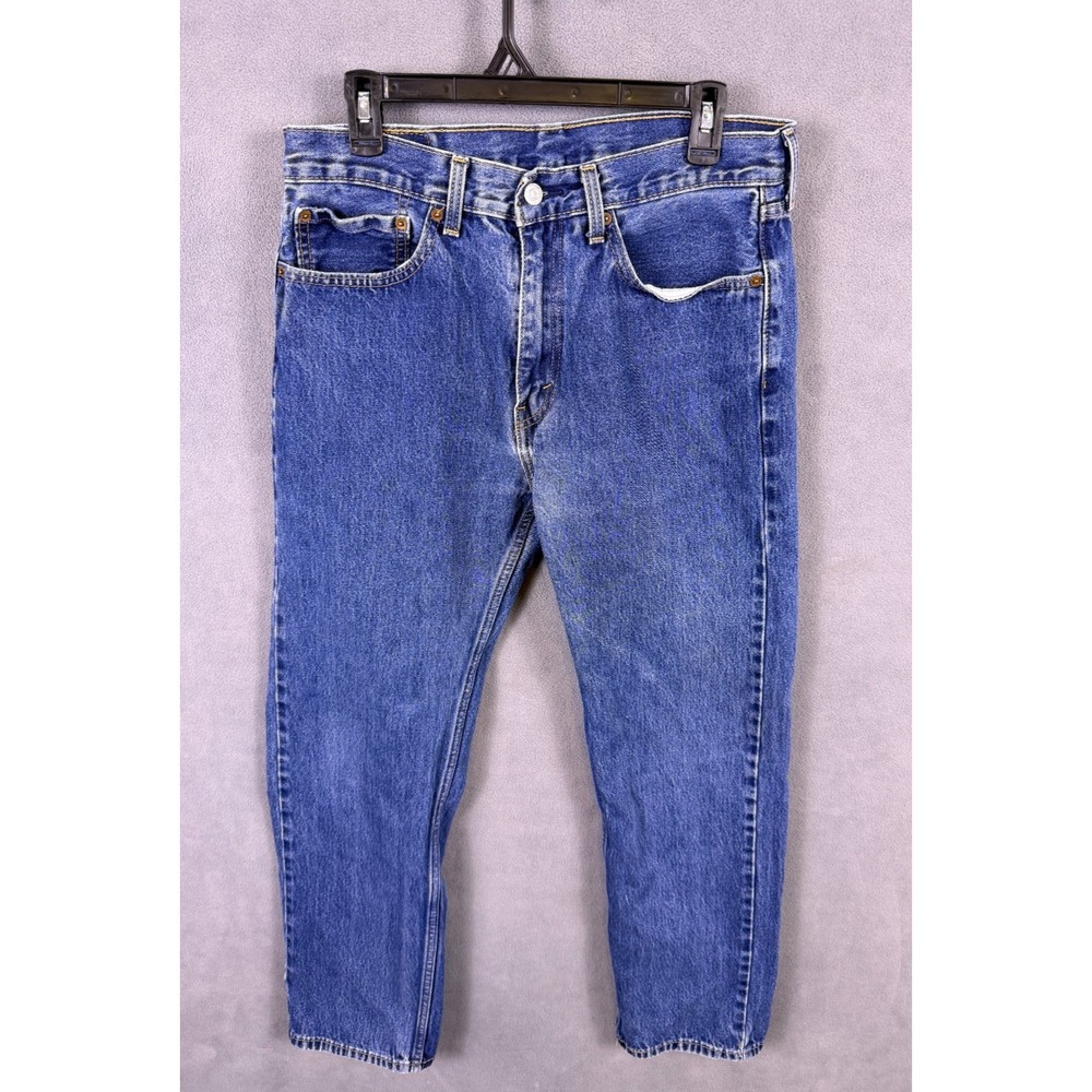 Levi's 505 Jeans Men's 34x32 Blue Cotton Denim Straight Leg Travel Workwear